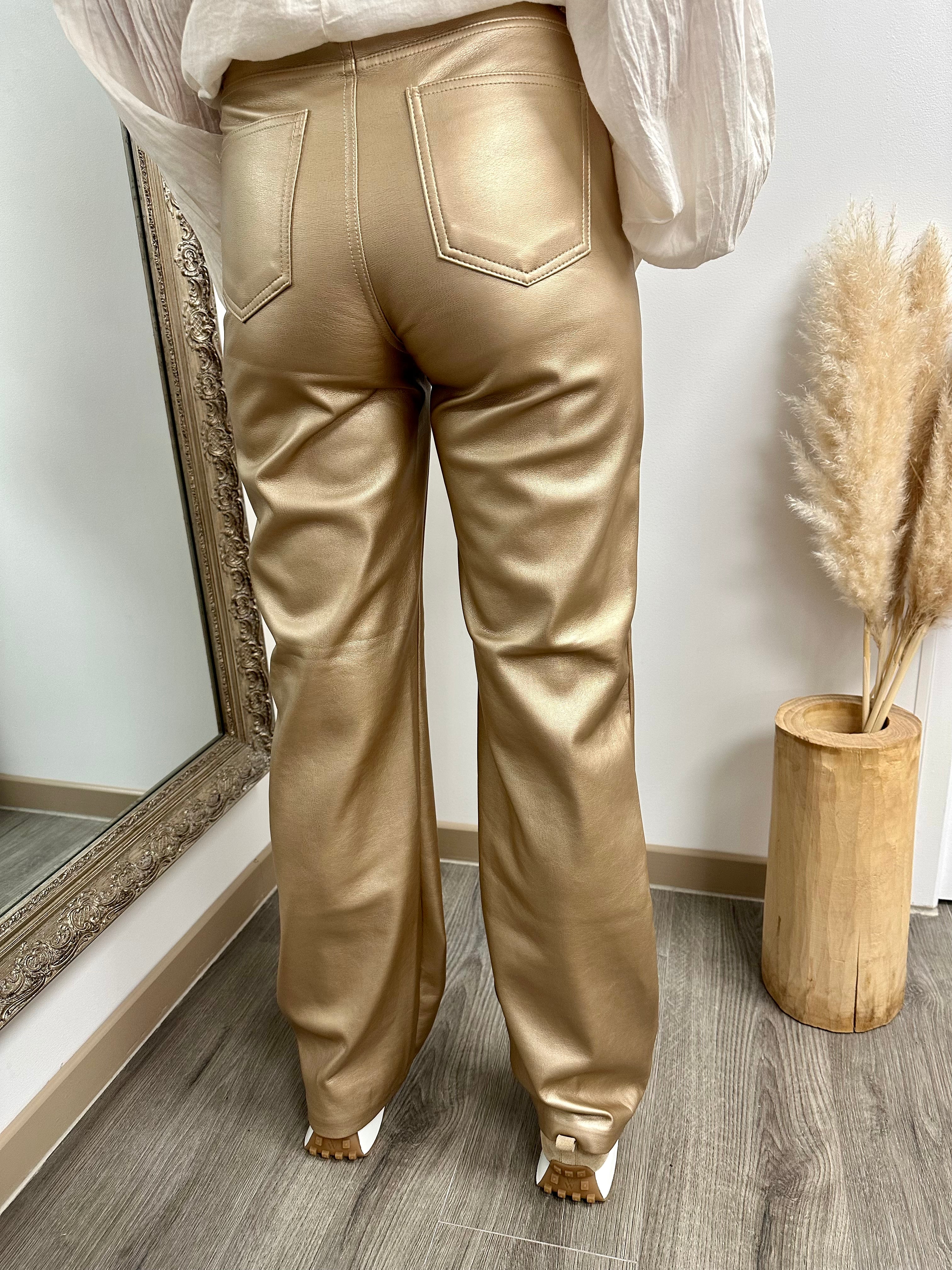 Pantalon simili doré