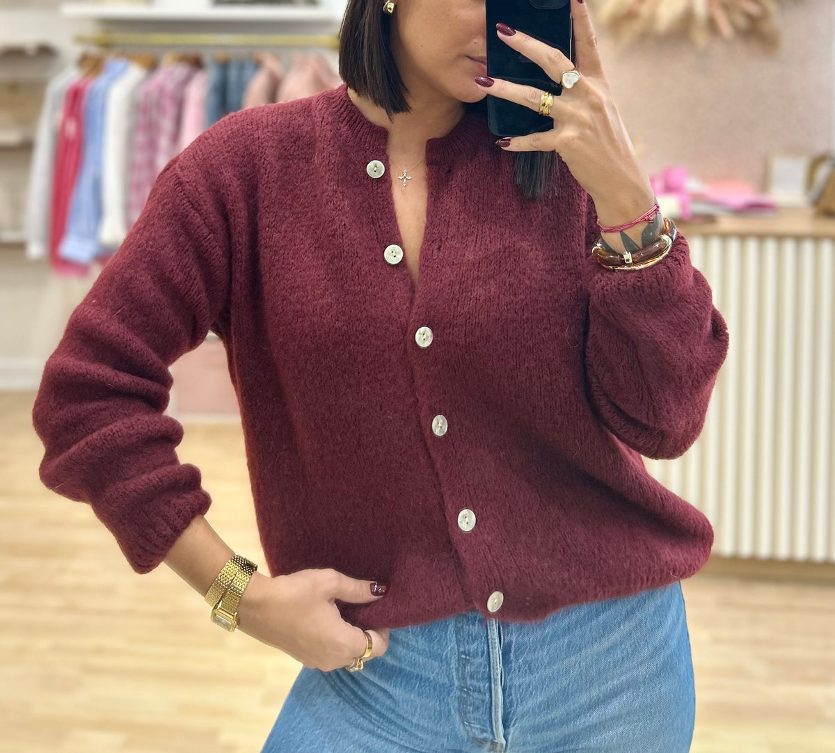 gilet doudou bordeaux