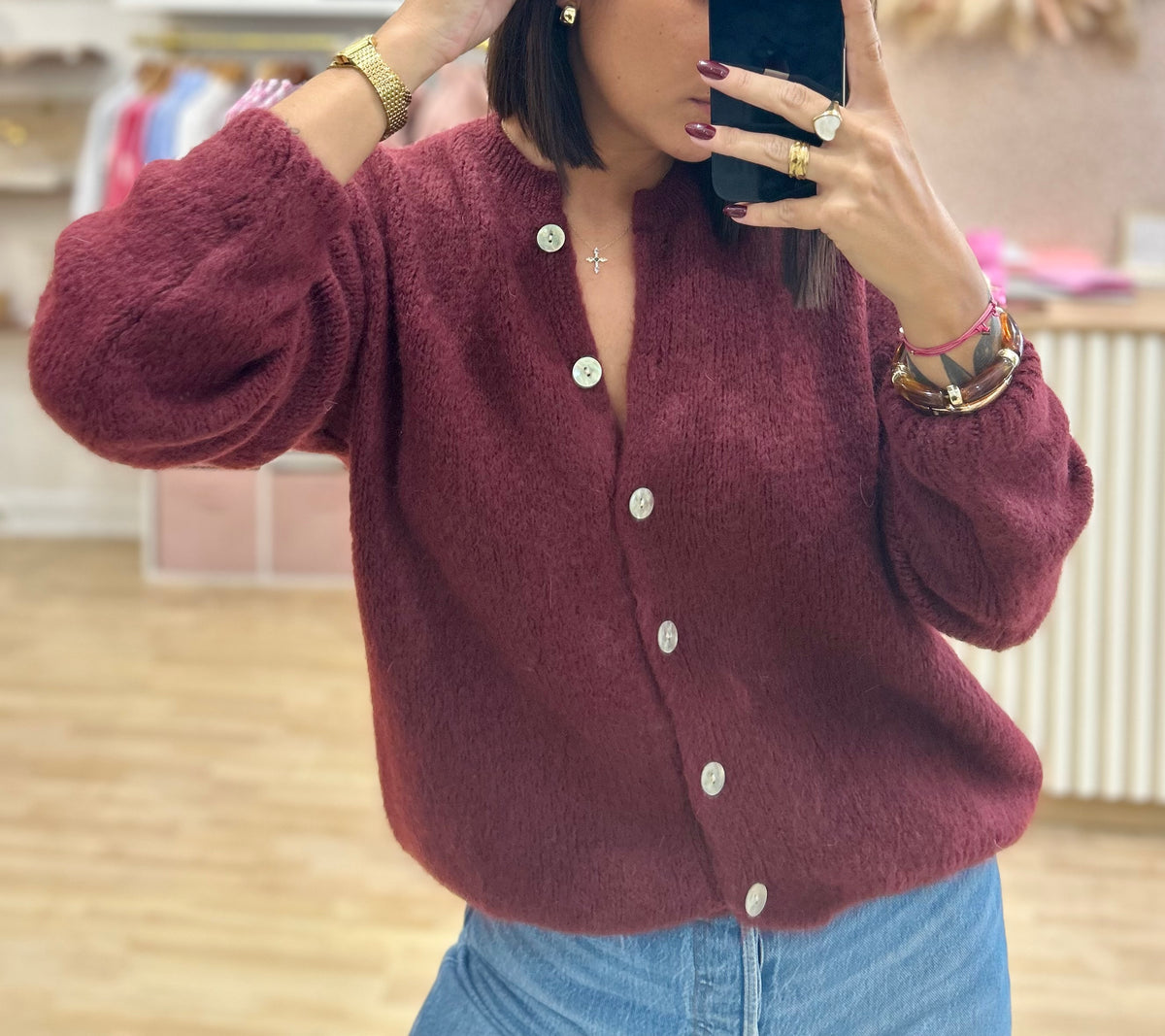 gilet doudou bordeaux