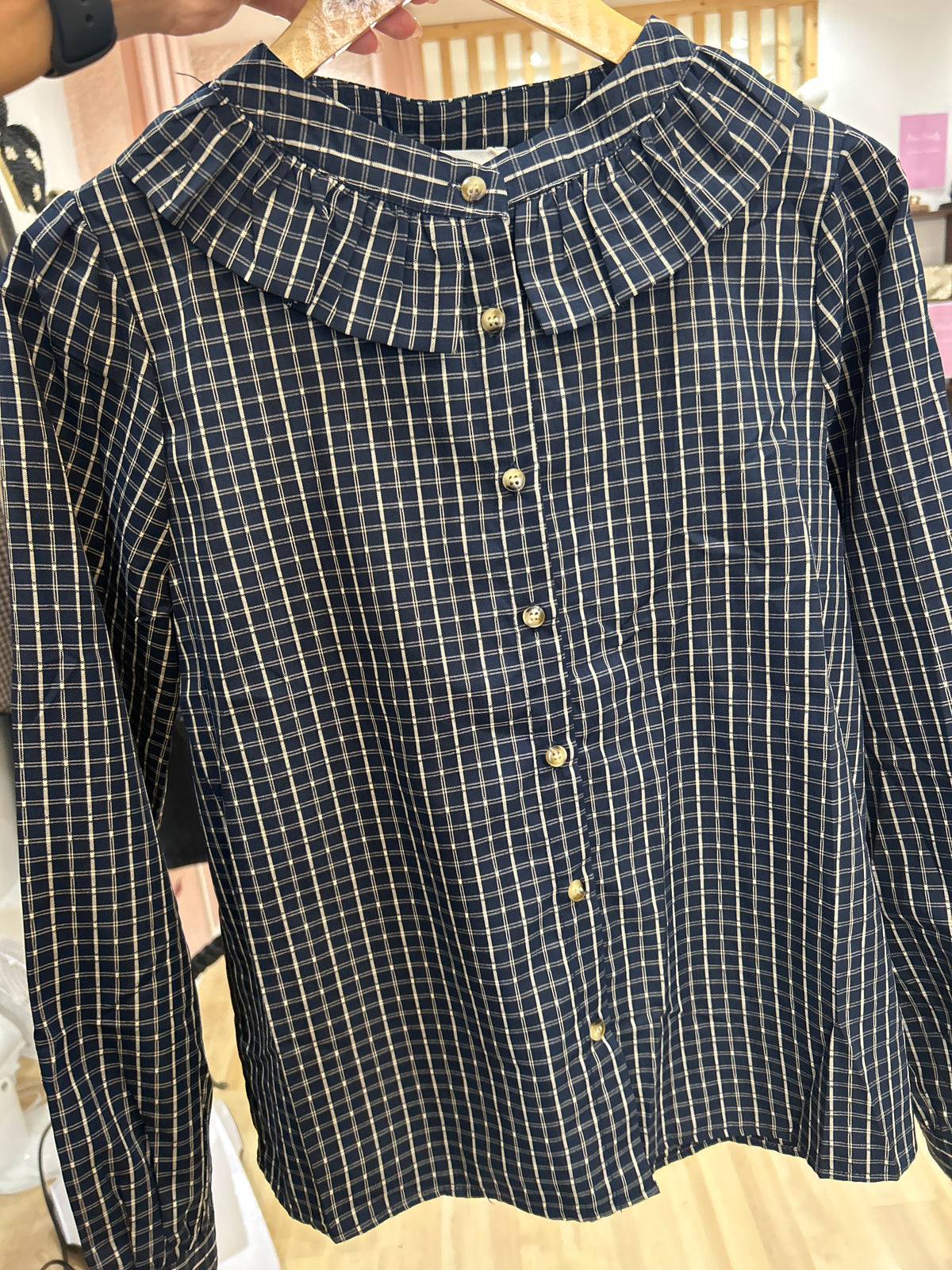 Chemise bleu marine carreau
