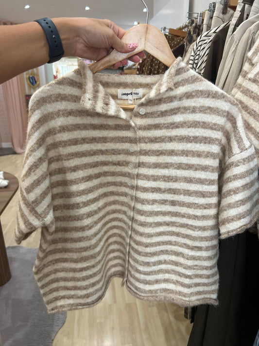 Gilet rayé beige